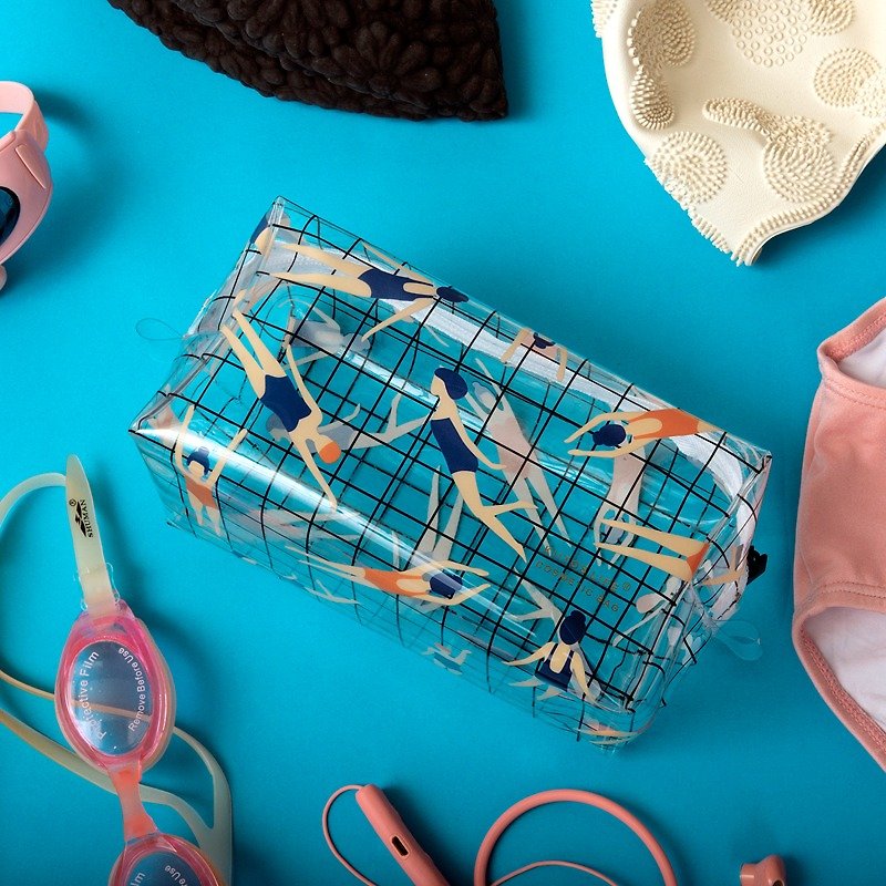KIITOS 海物語系列透明PVC化妝包/雜物包--游泳款(夏日遊泳 裝備 收納) - 手拿包 - 塑膠 白色