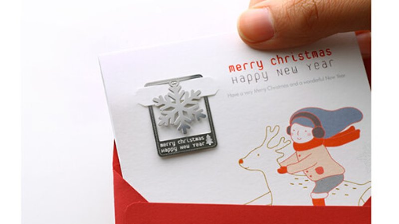 雪花 書籤 聖誕節卡片 裝飾品 麋鹿與少女 耶誕卡片 祝福 交換禮 - 心意卡/卡片 - 貴金屬 