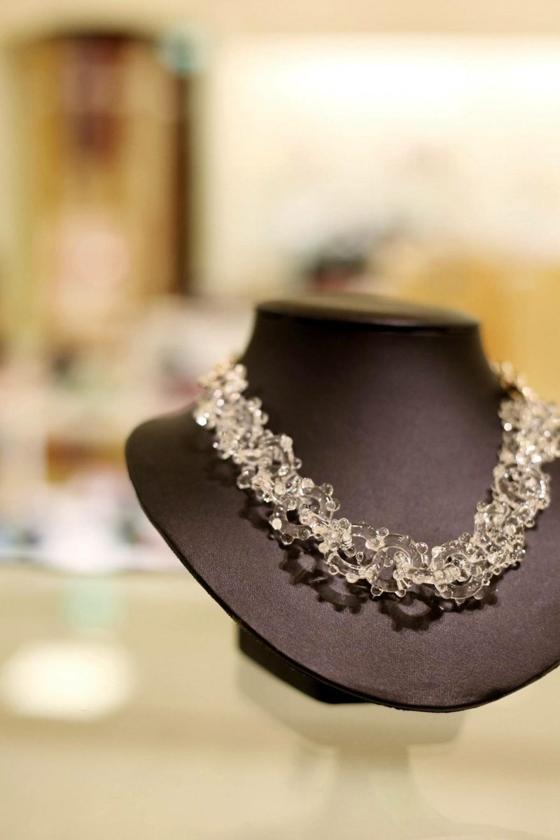glass chain necklace - 項鍊 - 玻璃 透明