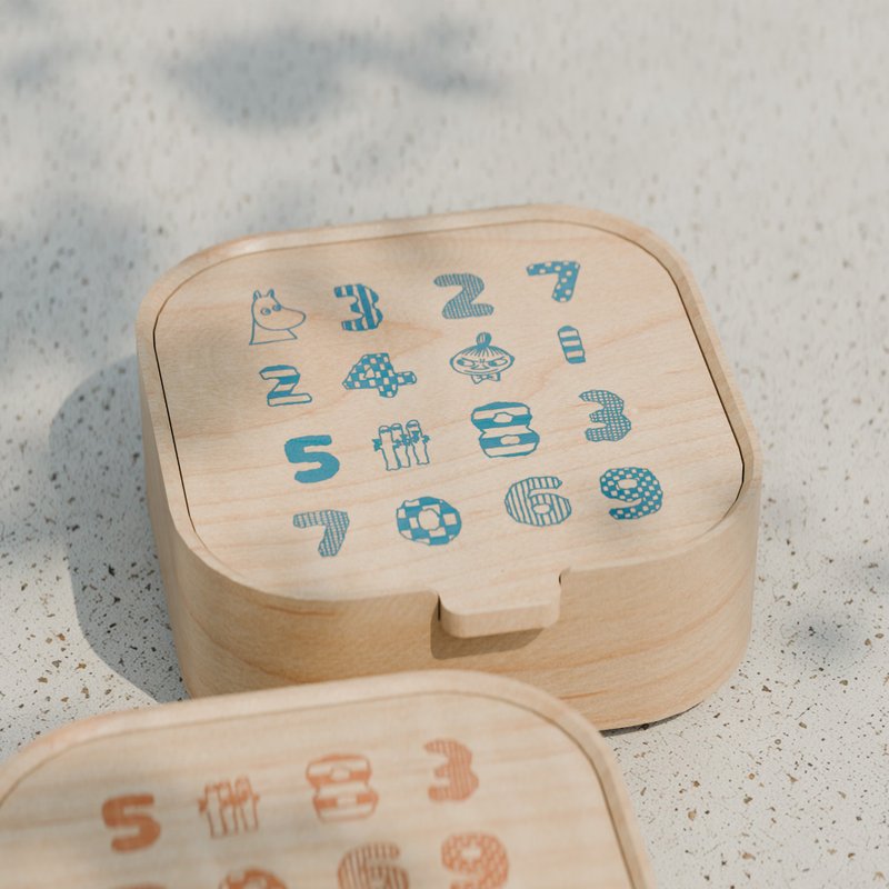 【Pinkoi x Moomin x SOU・SOU】Numbered Storage Box - Blue / Orange Numbers Design - Storage - Wood Multicolor