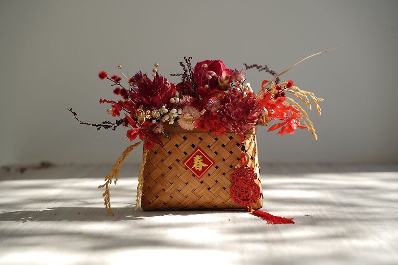 Harvest Rice Ears—Chinese Style Hanging Basket - จัดดอกไม้/ต้นไม้ - พืช/ดอกไม้ สีแดง