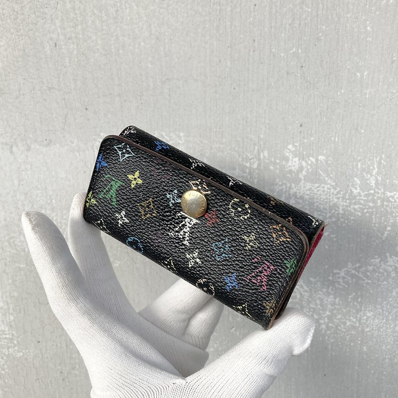 LV Key Case Takashi Murakami Presbyopia Black Peach French Antique Bag Vintage - Keychains - Other Materials Black