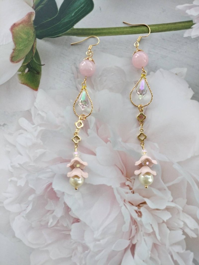 Pink Lady Series-Huixiao - Earrings & Clip-ons - Other Materials Pink