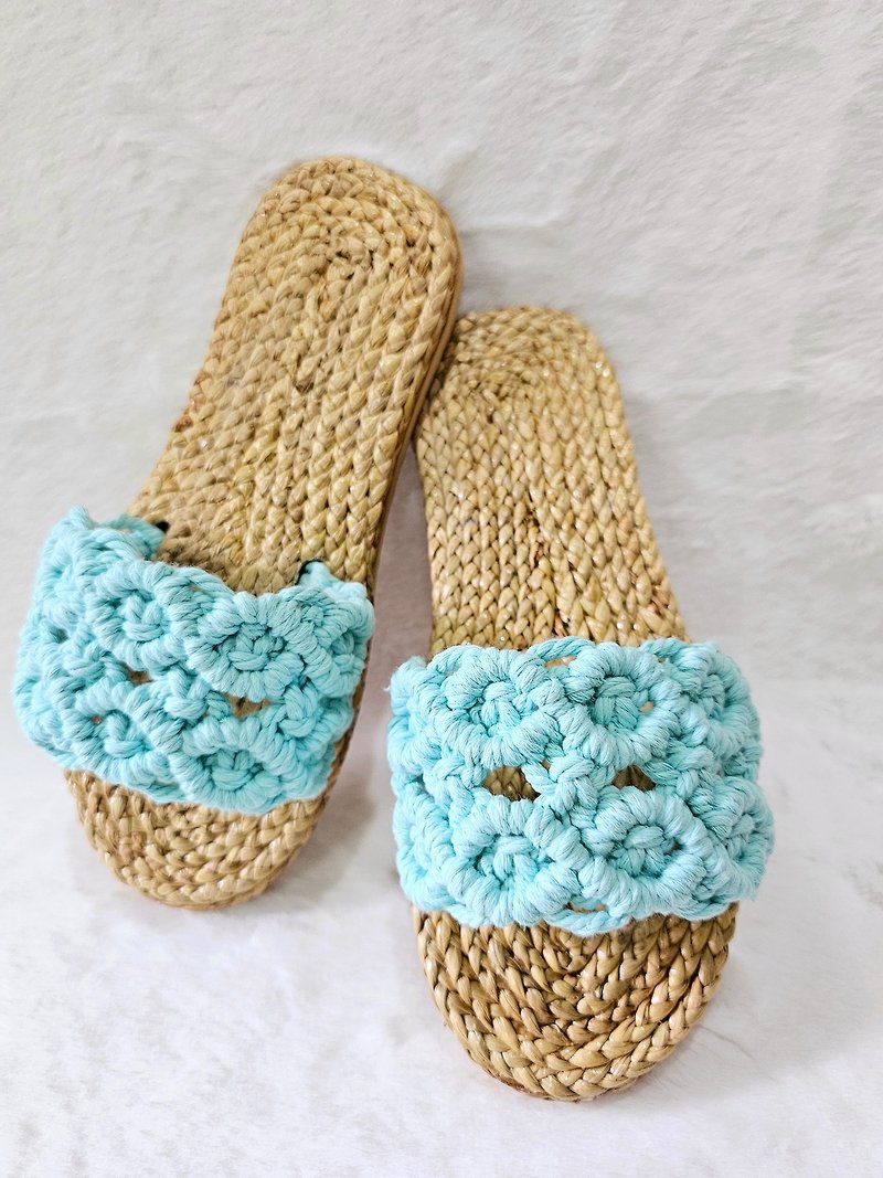 Macrame sandals, Straw sandals, Natural slippers, Light weight, Healthy shoes - 拖鞋 - 植物．花 