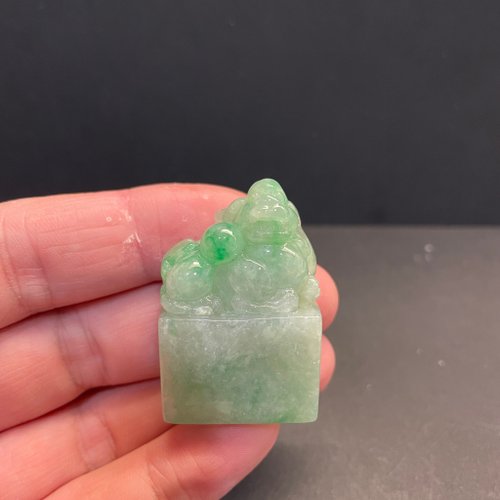 元元圓滾滾 水晶手鍊 瀚玉珠寶 天然翡翠 超值特價翡翠印章 糯種綠貔貅印 緬甸玉印章
