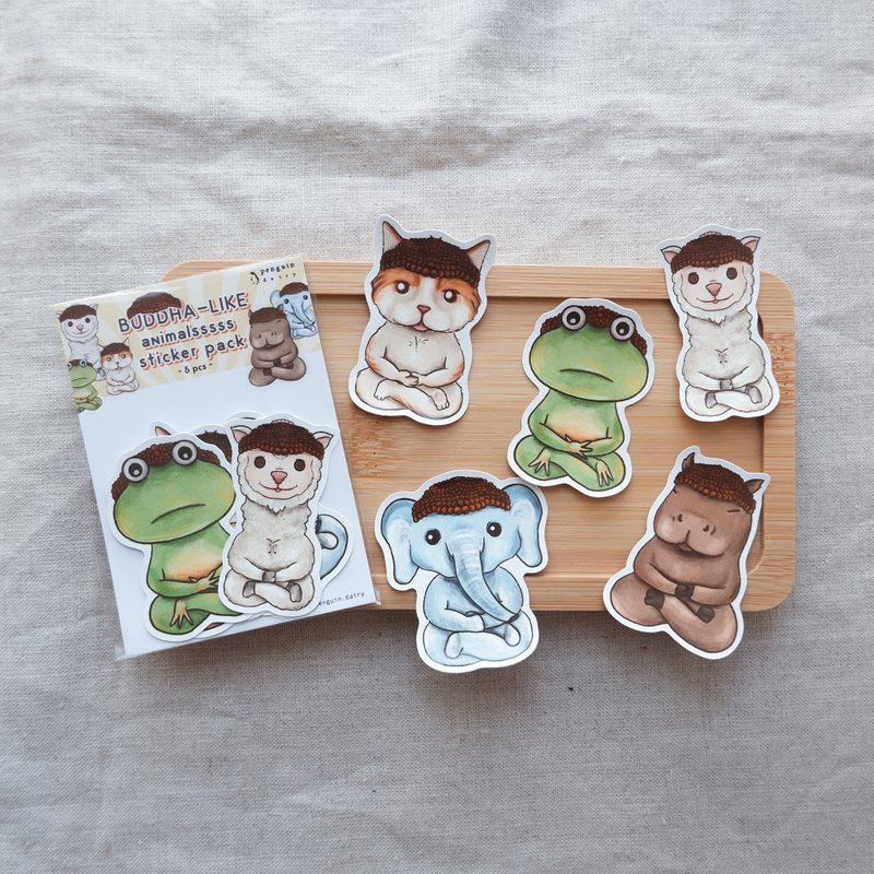 動物貼紙 | 彿系動物貼紙包 | buddha-like animals sticker pack - 貼紙 - 紙 