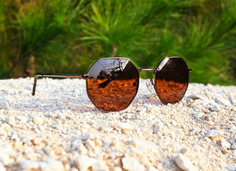 2is HeriC│Sunglasses Polarized│Polygon Frame│Brown│UV400 - Sunglasses - Pottery Brown