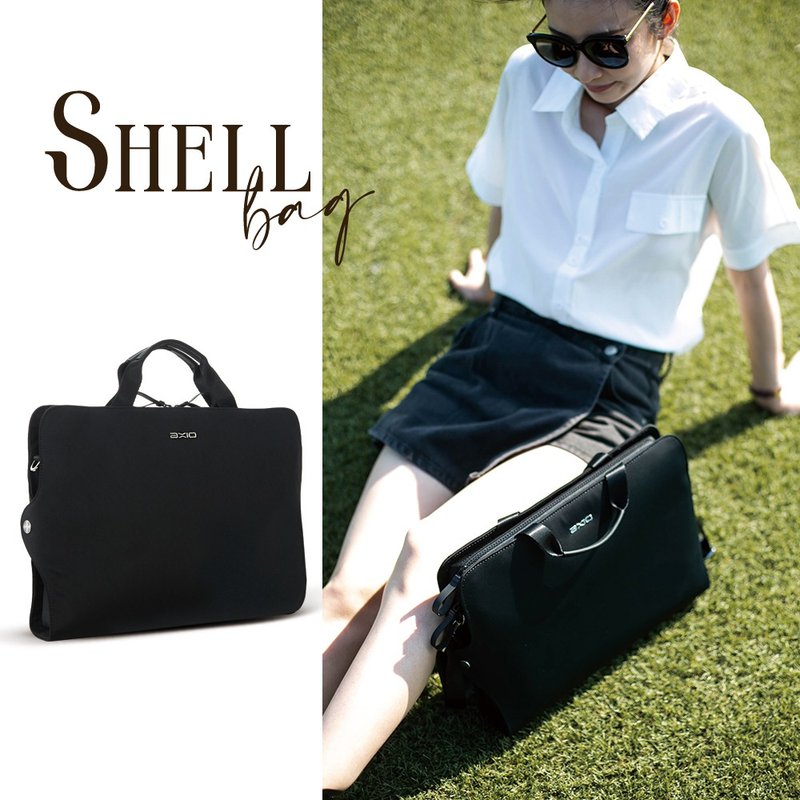 AXIO Shell BRIEFCASE 經典手作頂級貝殼公事包(shell-FB) 黔黑色 - 公事包 - 其他人造纖維 