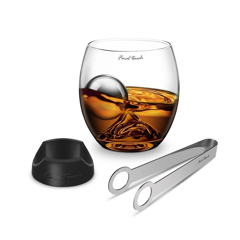 ファイナル タッチ オン ザ ロック ウィスキー グラスとステンレス スチール パック セット - ワイングラス・酒器 - ガラス 透明