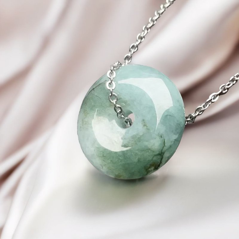 冰糯飄綠翡翠平安扣項鍊 | 天然緬甸玉翡翠A貨| 送禮 - 項鍊 - 玉石 綠色