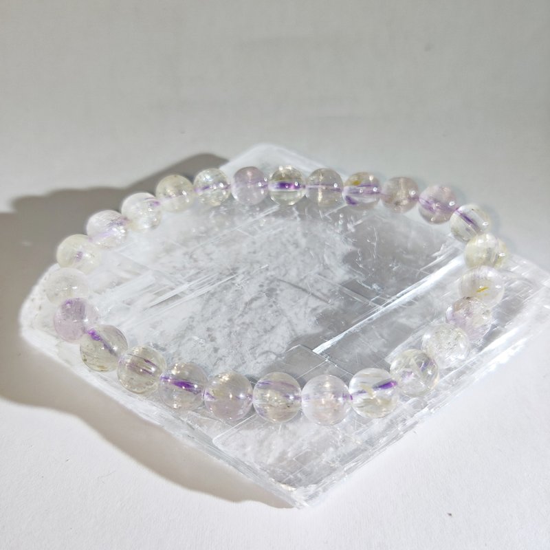 紫鋰輝石 拉絲 加拿大 7mm  手串 天然水晶 - 手鍊/手環 - 水晶 紫色