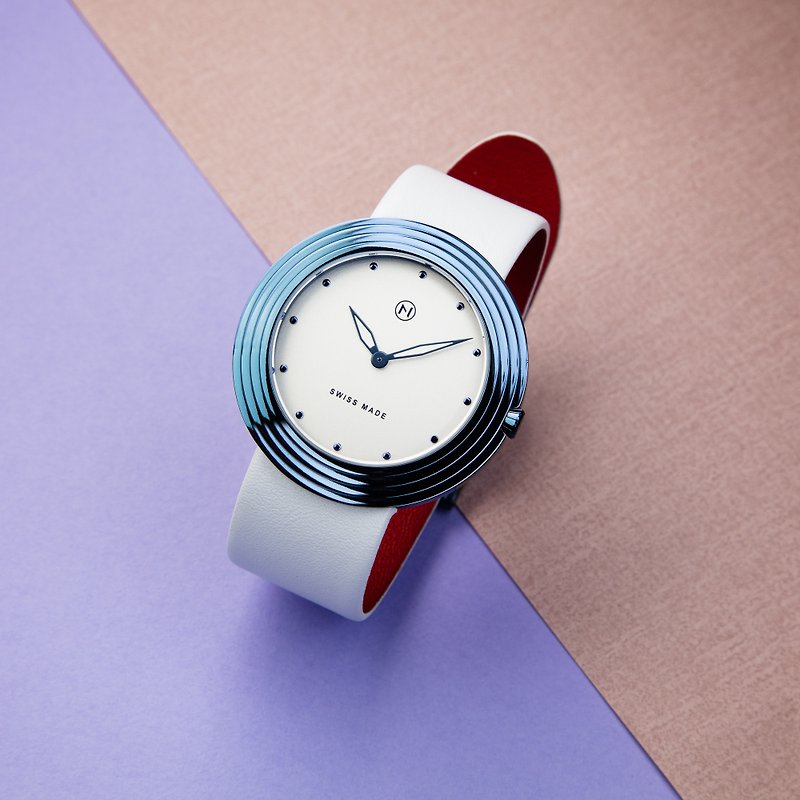 NOVE 瑞士超薄皮帶腕錶A012-01 - 男裝錶/中性錶 - 不鏽鋼 白色
