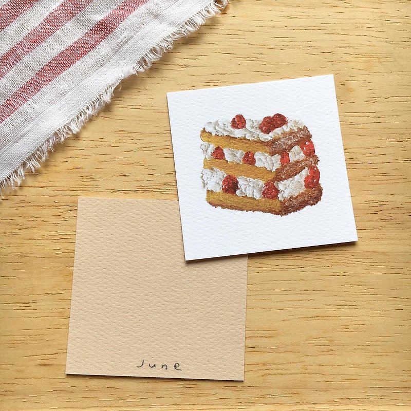 Illustration card |  Strawberry cake - การ์ด/โปสการ์ด - กระดาษ 