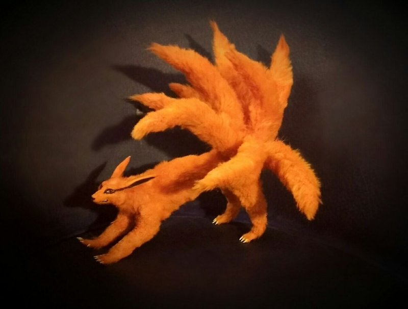 Naruto Kurama Kitsune fox 9 tails poseable made-to-order customizable - 玩偶/公仔 - 環保材質 橘色