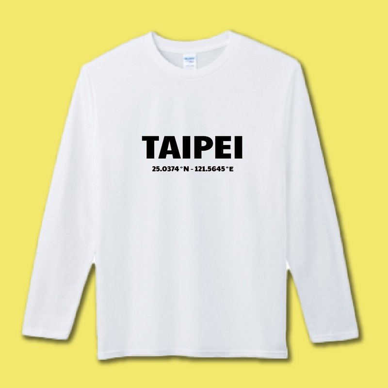 TAIPEI 台北 座標 城市 文創 大學T 衣服 長袖 棉 白色 百搭 - 男 T 恤 - 棉．麻 多色