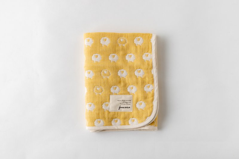 【日本fuwara六重ガーゼケット・バスタオル】黄色い羊のガーゼケット - タオル・バスタオル - コットン・麻 ブルー