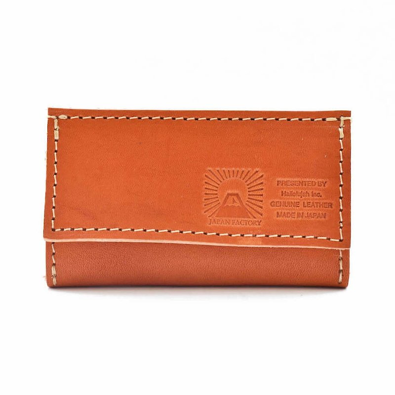 Tochigi leather quadruple key case combination color keycase keyring Made in Japan 櫪 wood leather [Orange] JAK048