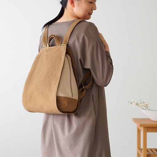 Waffle / Brown Beige x Ivory [Made to order] Trocco canvas bag - 設計館 ...