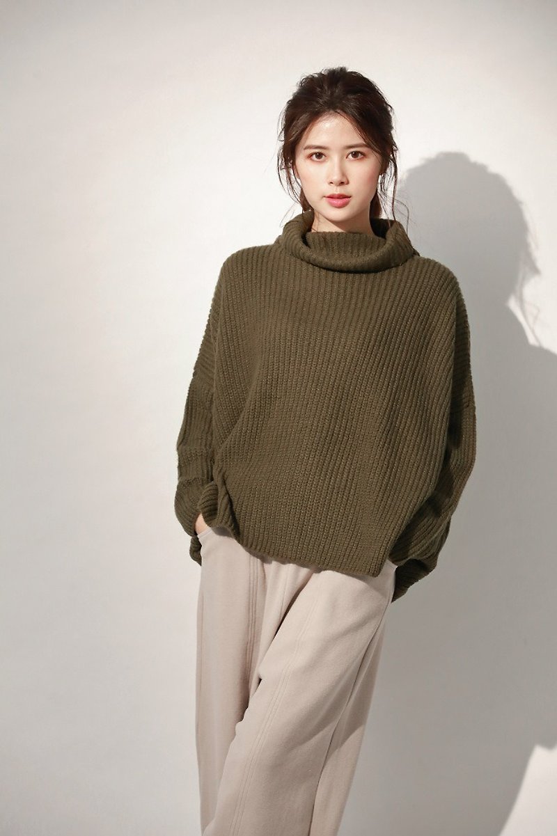 Backlight Flying Turtleneck Knit Warm Sweater Top- Brown Cocoa - Women's Sweaters - Other Man-Made Fibers Green