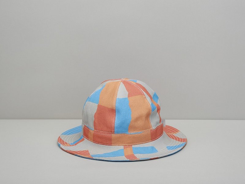 Reduced fisherman hat / waterproof paint orange blue - หมวก - ผ้าฝ้าย/ผ้าลินิน สีส้ม