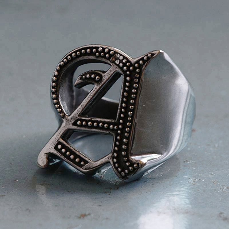 Biker Ring gothic A-Z silver skull alphabet Initial Letters GIFT NAME Monogram - General Rings - Other Metals Silver