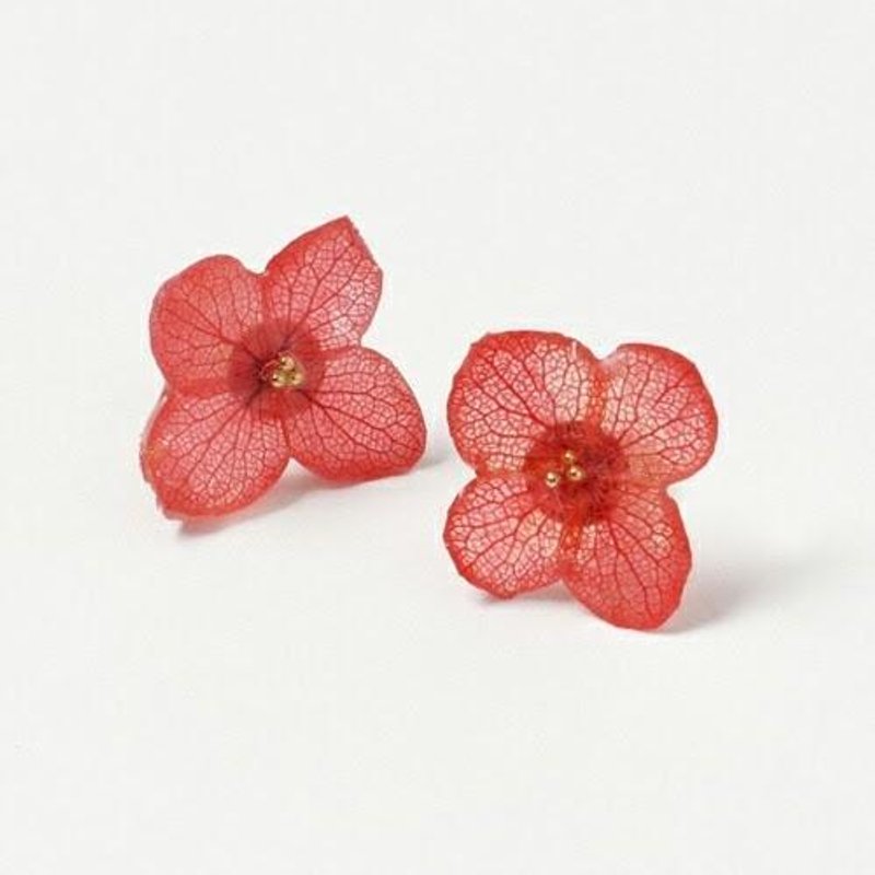 Hidahari hydrangea*Red* - Earrings & Clip-ons - Plants & Flowers Red