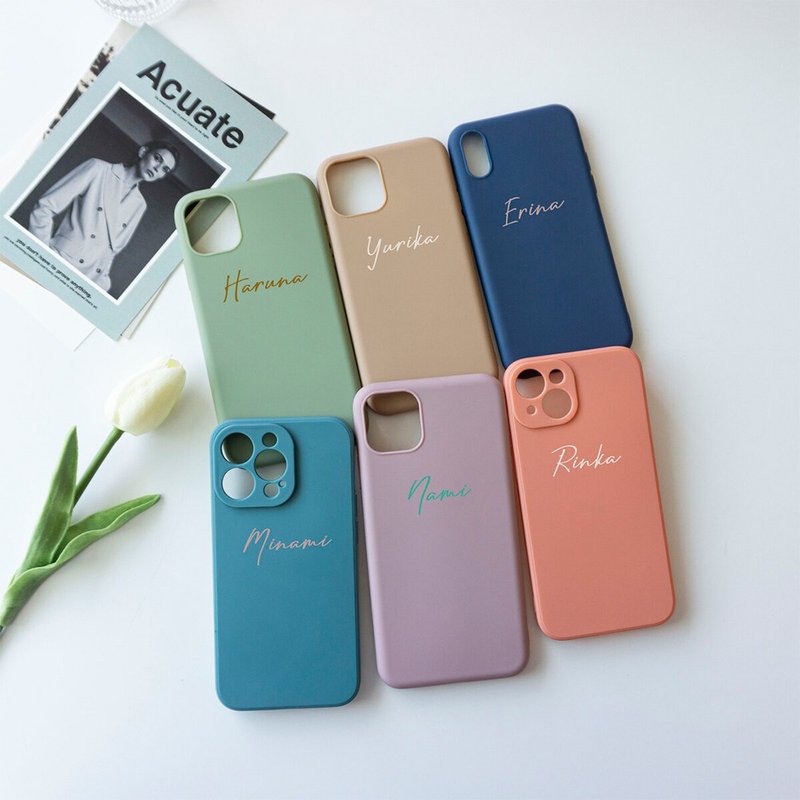iPhone限定 スマホケース ソフトTPUケース 【 くすみ6カラー 名入れ 】 文字入れ ニュアンスカラー iPhone OS06U - 手機殼/手機套 - 其他材質 綠色