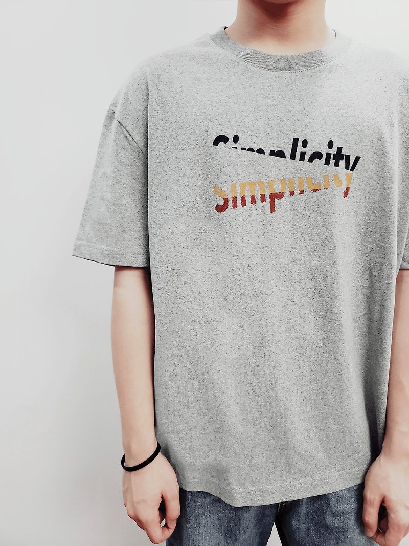 Original Simplicity Series Oversize Off Shoulder T-shirt Couple Style - เสื้อฮู้ด - ผ้าฝ้าย/ผ้าลินิน สีเทา
