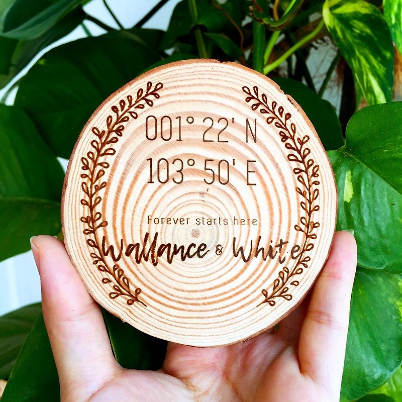 Personalized New Home Wooden Coaster. Wedding Gift. Geography Housewarming Gift. - ที่รองแก้ว - ไม้ 