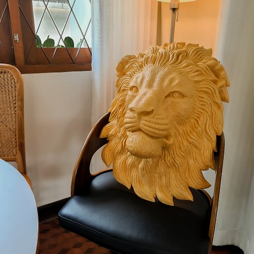 youmedecor Large Lion Head Wall Art Decor | Faux Taxidermy Yellow Lion Head |