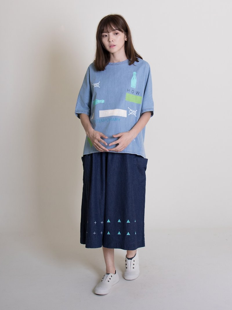 Denim Short Double Pocket T - Women's T-Shirts - Cotton & Hemp Blue