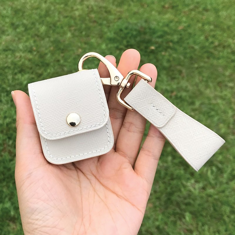 【AirPods Case】White Saffiano | 1/2/Pro/3 | Handmade Leather in Hong Kong - Headphones & Earbuds Storage - Genuine Leather White
