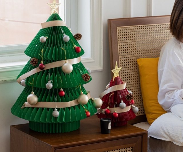 ツインクリスマスツリーリボン小グリーン - ショップ shibazhi ツインクリスマスツリーリボン小グリーン - ショップ shibazhi