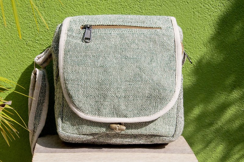 Natural cotton and linen storage bag / ethnic wind purse / camera bag / mobile phone bag / shoulder bag / card holder - Green World - กระเป๋าแมสเซนเจอร์ - ผ้าฝ้าย/ผ้าลินิน สีเขียว