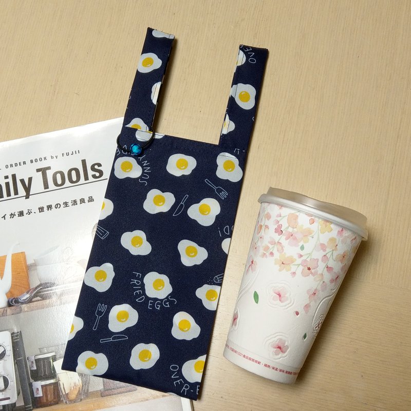 Good morning eggs (dark blue)。Handmade reusable bag for drinks and anything - Beverage Holders & Bags - Waterproof Material Blue