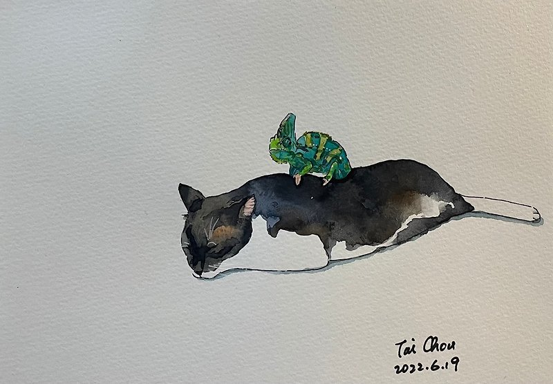 T.O肖像畫(10.2*15.2cm約明信片大小)雙人或親愛的寵物 - 似顏繪/人像畫 - 紙 