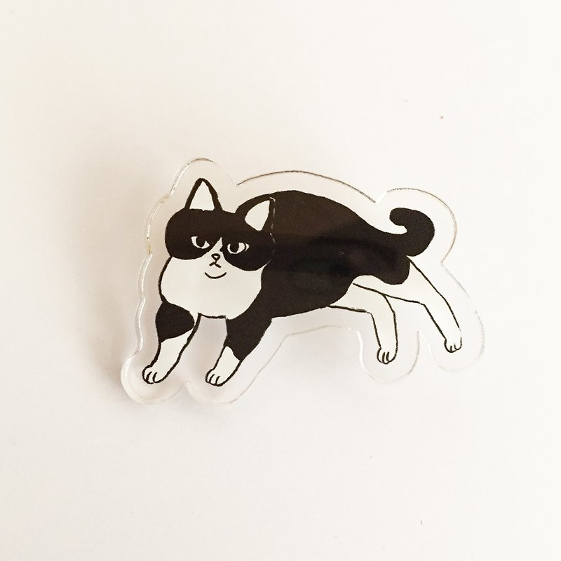 Hachiwire cat's acrylic brooch ２ - Brooches - Acrylic White
