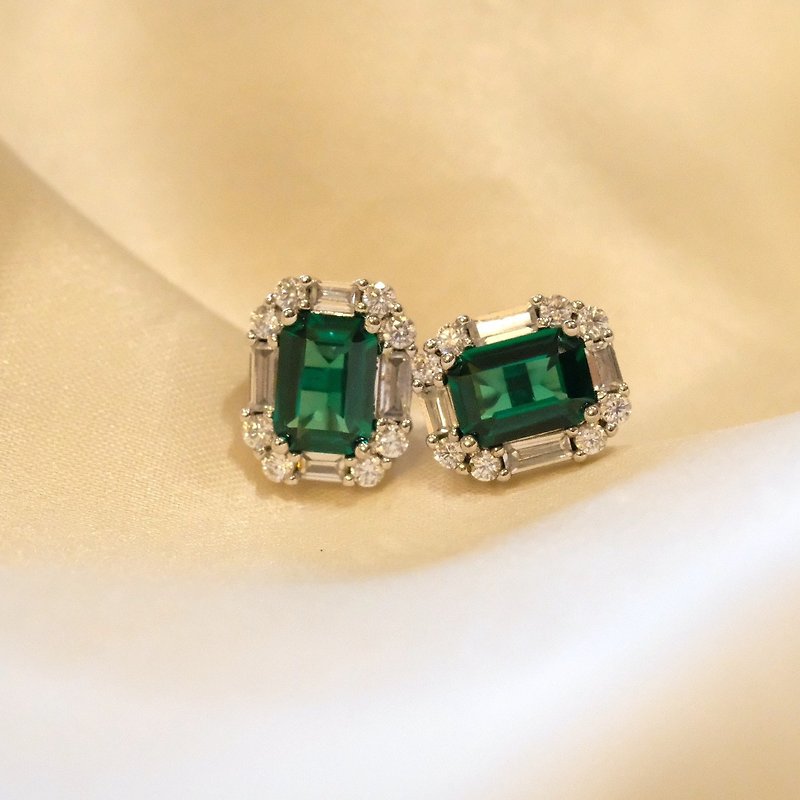 Emerald Earring - ต่างหู - เงินแท้ 