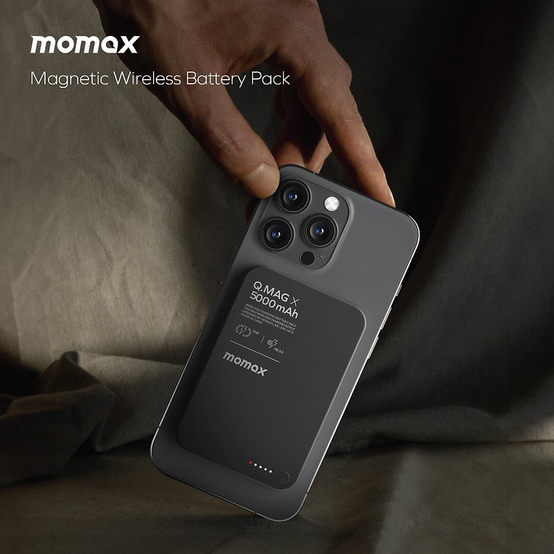 Momax Q.Mag X 5000mAh Wireless battery pack IP116A - ที่ชาร์จ - โลหะ สีดำ
