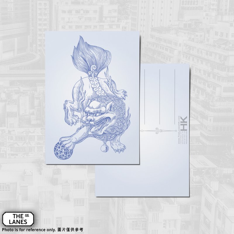 A6明信片 香港瑞獸 獅子 - 卡片/明信片 - 紙 藍色