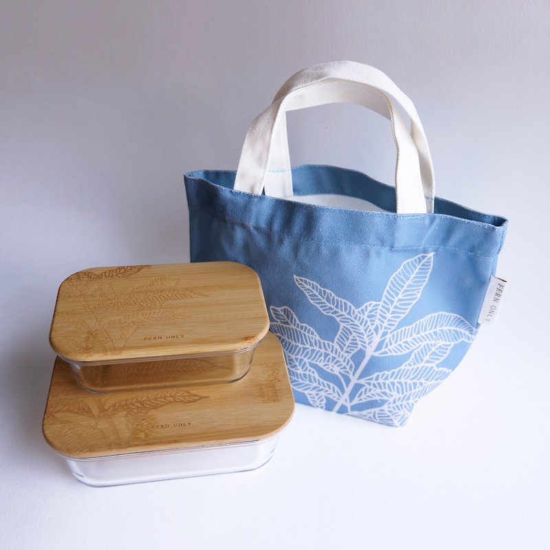 Fern Pattern Lunchbox Set-Angiopteris somai Hayata - Lunch Boxes - Glass Blue