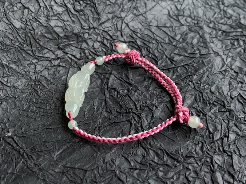 快速出貨 天然緬甸玉翡翠 愛心 玉兔 編織款手鍊 送禮 開運 貴人 - 手鍊/手鐲 - 玉石 多色