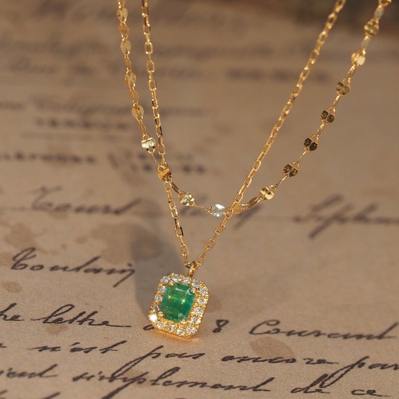 18K金祖母綠寶石二合一項鏈18K Gold Emerald Gem Candy 2 in 1 R - 項鍊 - 貴金屬 