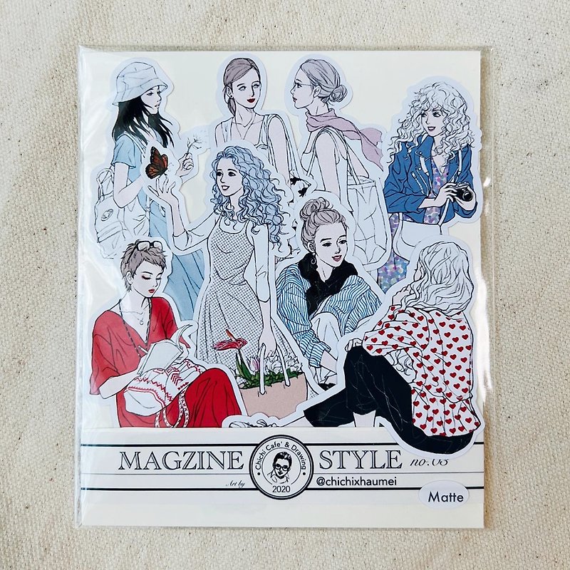 時事父 // MAGZINE STYLE no.3 // 女性の観察 絵コンテ C型リーフレット 8枚 - ステッカー‧シール - 紙 