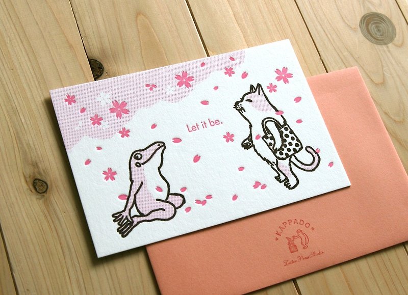 A letter greeting card looking at cherry blossoms