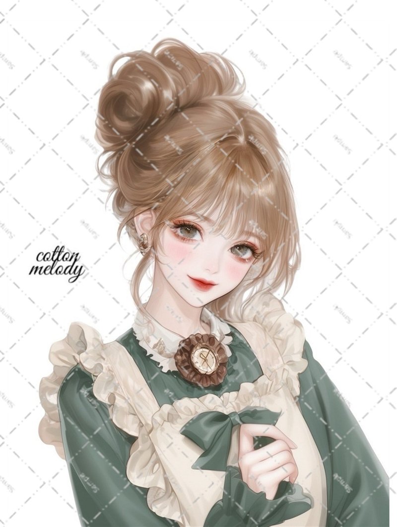 【限定】original sticker no.PM67 // nene様コラボ Patisserie Melody人物ステッカー cottonmelody - 貼紙 - 紙 