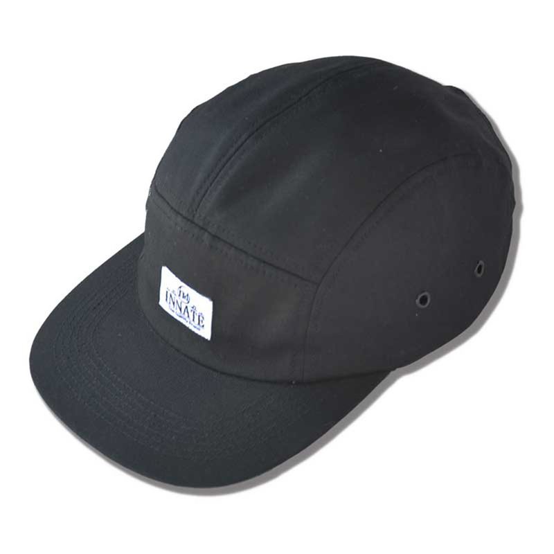 5-panel cap detachable adjustable press-buckle five-part cap-black - หมวก - ผ้าฝ้าย/ผ้าลินิน สีดำ