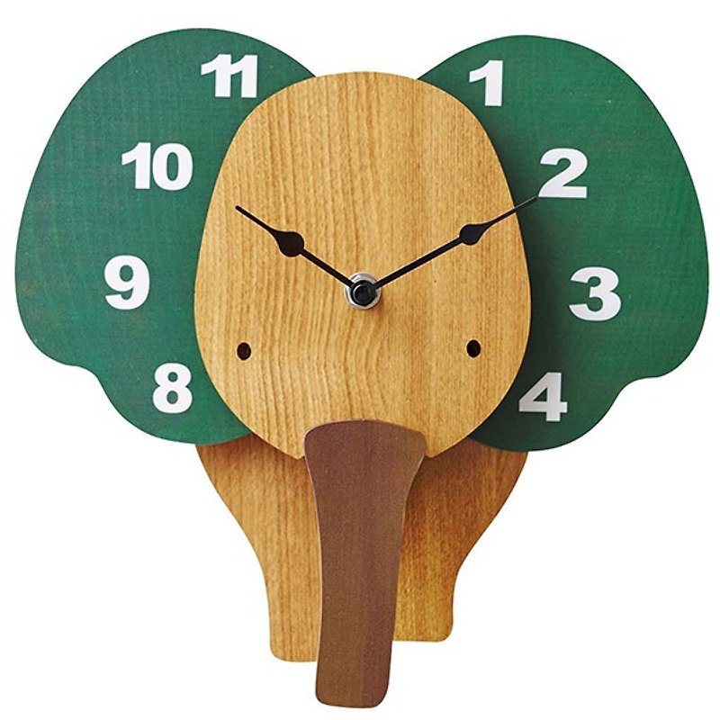 Zou- 小象造型搖擺掛鐘 - 時鐘/鬧鐘 - 木頭 綠色