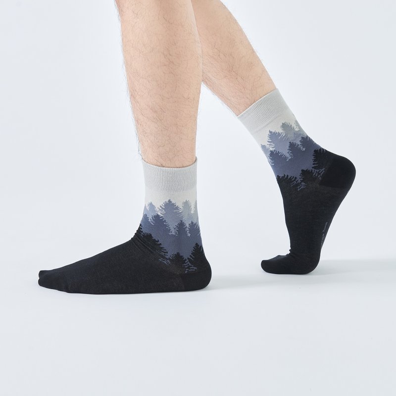 Dense layer/black(F)-MIT design mid-calf socks - Socks - Cotton & Hemp Black