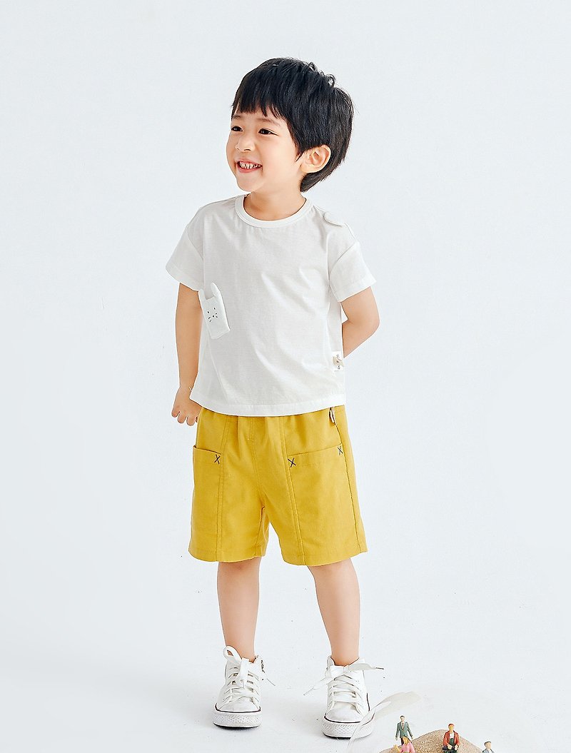 【出清優惠】寬版五分褲  黃/藍 - 童裝褲 - 棉．麻 多色